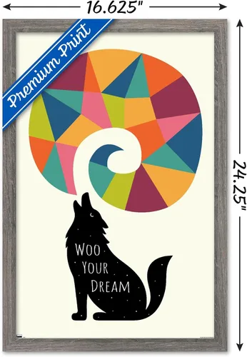 Vista 3 de Trends International Andy Westface - Wolf Woo Your Dream Wall Poster, 22.4L x 14.7W, Barnwood Framed Version