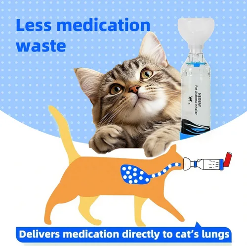 Vista 4 de Neobay Espaciador inhalador para gatos con ayuda única de entrenamiento de pánico e indicador de flujo sensible, cámara de aerosol felino para gatos