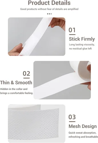 Vista 8 de Protector de cuello autoadhesivo, protector de cuello desechable para camisa, protector invisible contra manchas de sudor (3.1 x 1.0 in)