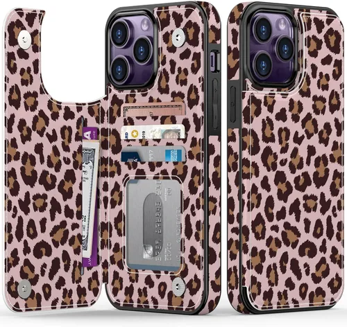 Vista 149 de LETO para iPhone 15 Pro Funda tipo cartera - Tapa tipo folio con patada - Diseños de moda - Tarjetero - Funda protectora para mujeres y niñas - 6.1
