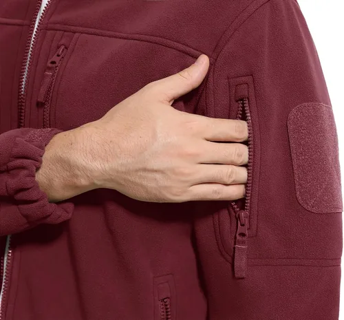 Vista 5 de CRYSULLY Chaqueta de forro polar táctica con cremallera completa para hombre, abrigo de invierno con múltiples bolsillos