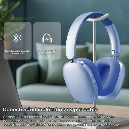 Vista 8 de Wentronic Y01 - Audífonos inalámbricos con cancelación de ruido Bluetooth 5.3 con micrófono, audio de alta resolución, tiempo de reproducción de 48
