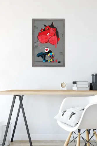Vista 6 de Trends International Marvel's Moon Girl & Devil Dinosaur - Póster de pared, 22.4 pulgadas de largo x 14.7 pulgadas, versión enmarcada de madera