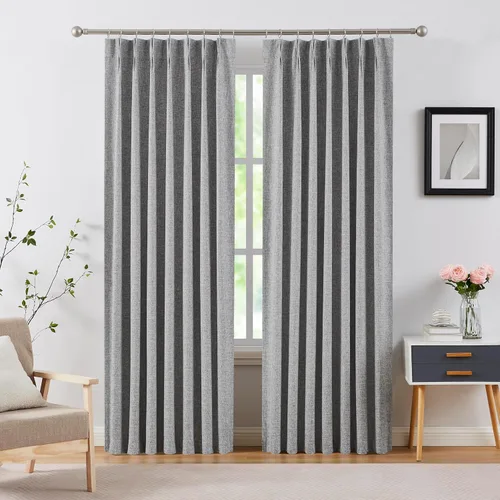 Vista 18 de Kayne Studio Cortinas opacas plisadas para sala de estar y dormitorio, habitación de bebé, cortinas con aislamiento térmico para oscurecer la Natural