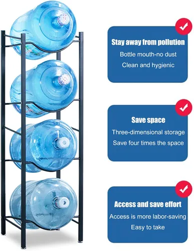 Vista 5 de Soporte para jarra de agua de 5 galones, estante de almacenamiento para botellas de agua, estante de soporte para contenedor de agua, organizador