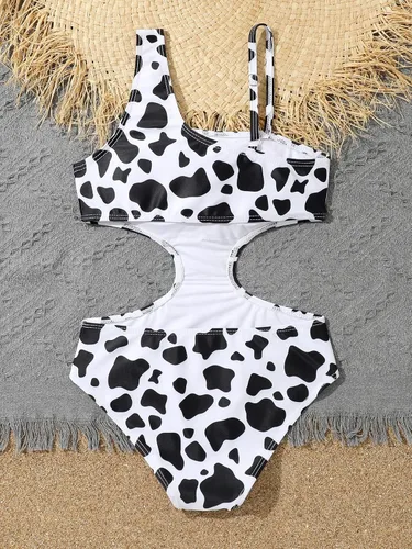 Vista 2 de SHENHE Traje de baño de una pieza con estampado floral y volantes para niña