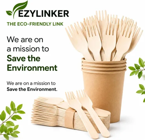 Vista 4 de Paquete de 150 tenedores compostables – Alternativa a tenedores de plástico y tenedores de bambú, ecológicos, biodegradables y compostables