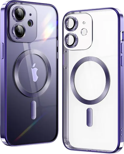 Vista 22 de Matallic - Funda transparente brillante para iPhone 11, compatible con Magsafe con protección completa de cámara chapada