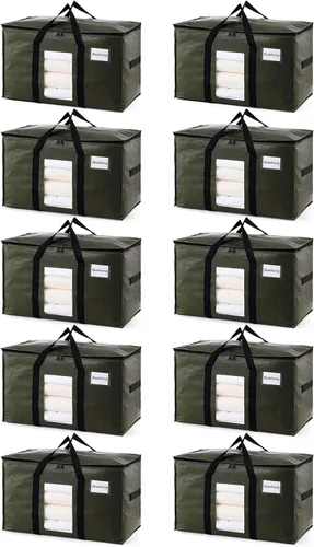 Vista 31 de TAILI - Bolsas de mudanza extra grandes, paquete de 10 bolsas negras resistentes para almacenamiento con ventana visible, asas envolventes