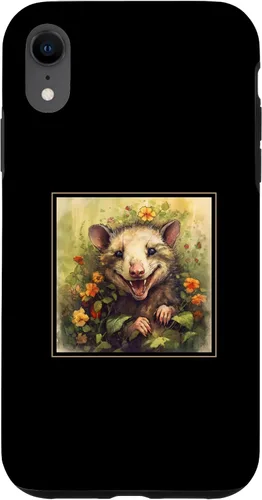 Vista 8 de iPhone 14 Zarigüeya Jardín Flores Pintura Mascota Mamá Papá Caso