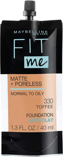 Vista 55 de Maybelline New York Fit Me Matte + Poreless Base Líquida, Formato de Bolsa, 220 Natural Beige, 1.3 onzas 220 Beige natural