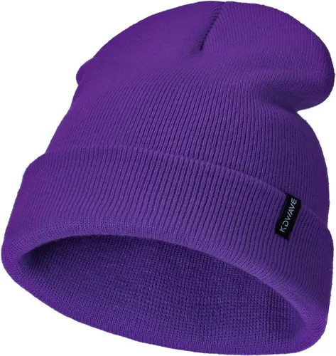 Vista 27 de Gorros de lana para mujeres y hombres, unisex, de punto suave, con puños, diseño de calavera, elástico, color sólido, sombreros de invierno
