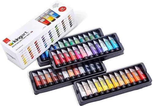 Vista 2 de KINGART PRO Artist Quality - Juego de pintura acrílica de 48 piezas, tubos de 0.74 onzas, juego de 48 colores únicos y altamente pigmentados