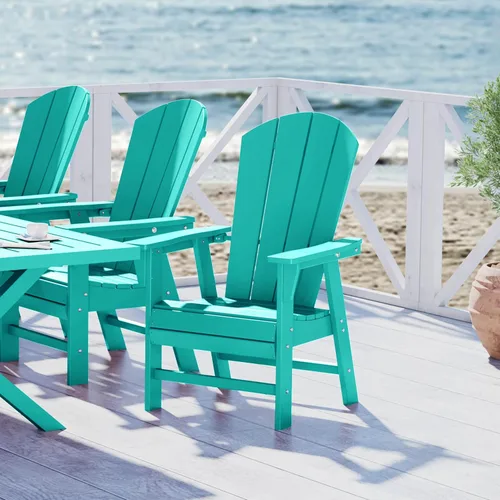 Vista 28 de WestinTrends Malibu Outdoor Patio HDPE Adirondack Silla de comedor para patio, color negro