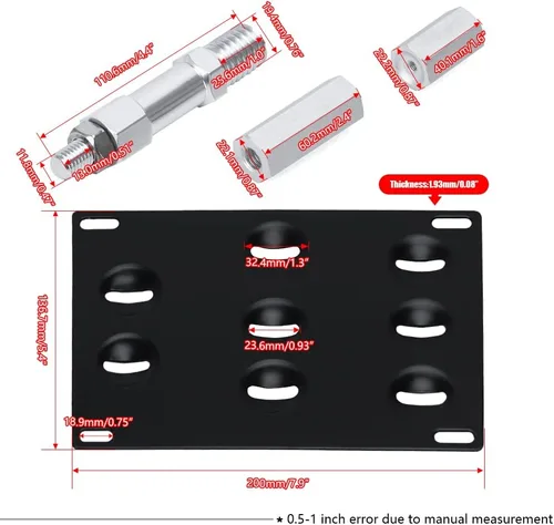 Vista 4 de PTNHZ Soporte de Placa de Matrícula de Gancho de Remolque de Parachoques Delantero de Aluminio Compatible con BMW F-Series 11-on F30 F31 F10 F11 F07