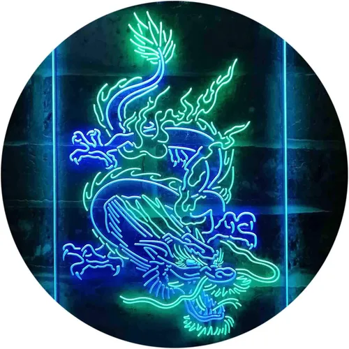 Vista 20 de ADVPRO Hombre Dragón Chino Cueva Garaje Tatuaje Dual Color LED Neon Sign Azul y Rojo 8 x 12 pulgadas st6s23-i3780-br
