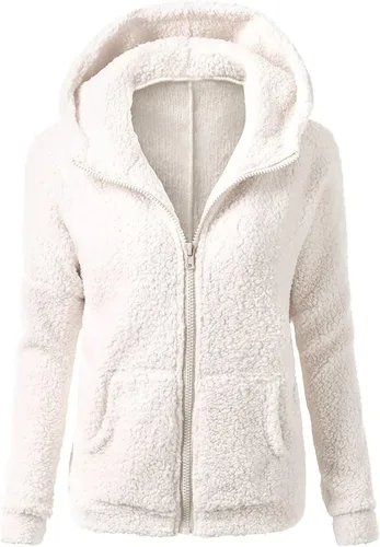 Vista 3 de Abrigo con capucha acolchado cálido invierno para mujer, cárdigan botones cuerno sólido a la moda, abrigo liger gran Tops