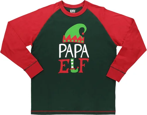 Vista 4 de Lazy One Pijamas de Navidad familiares a juego, pijamas de Navidad a juego con elfo para la familia, camisetas y pantalones para adultos separados
