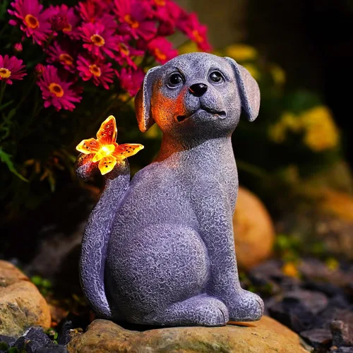 Vista 10 de Nacome Estatuas de Gato para Exteriores para Jardín: Decoración Exterior con Mariposa en Liquidación para Arte de Patio, Adornos de Césped, Porche