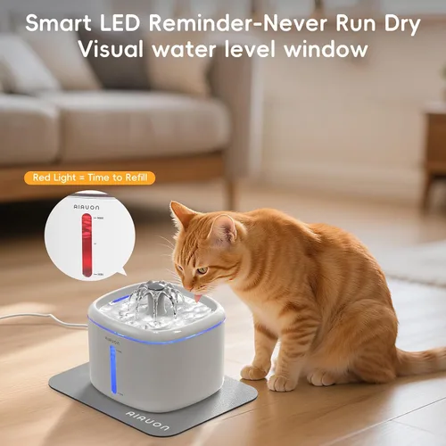 Vista 4 de Fuente de agua para gatos, fuente para gatos de 84 onzas / 2.5 L, dispensador automático ultrasilencioso de agua para mascotas mejorado con 3