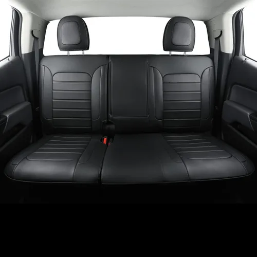 Vista 5 de LUCKYMAN CLUB Fundas de asiento Chevy Colorado para camión de trabajo Crew Cab Z71 LT ZR2 2015-2022 con piel sintética (negro)