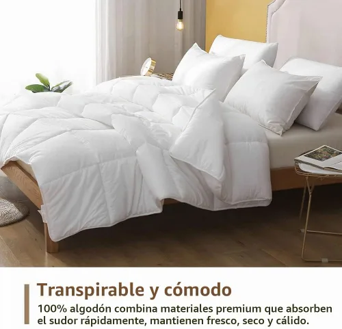 Vista 2 de DWR - Edredón cubierto con tela 100% de algodón, relleno alternativo al plumón, peso para todas las estaciones, tamaño Queen (88 x 88)