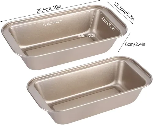 Vista 2 de Molde rectangular de 5.2 x 10 pulgadas, acero al carbono, antiadherente, pan, pastelería, utensilios para hornear para el hogar, cocina, panadería