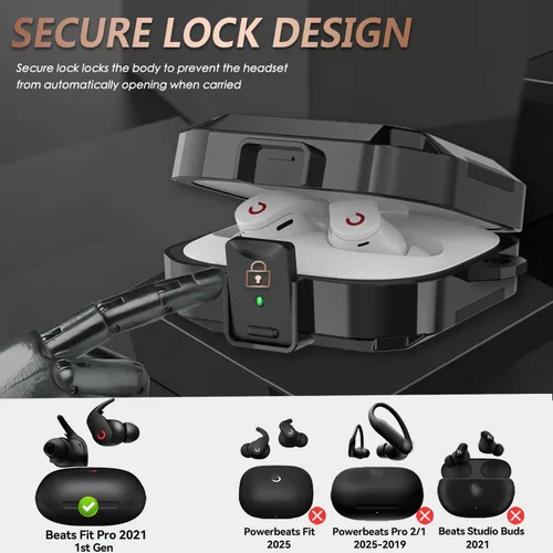 Vista 2 de con Bloqueo de Seguridad de Fibra de Carbono para Funda Protectora de Beats Fit Pro 2021, Protector Beat Fit Pro 2 Absorbente de Impactos