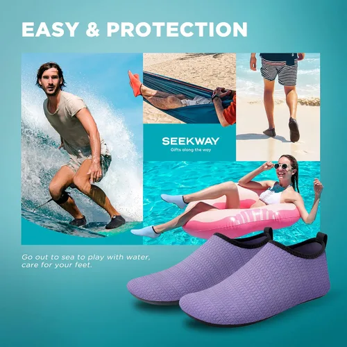 Vista 7 de Seekway - Zapatos de agua para hombres o mujeres adultos, tipo calcetín, de secado rápido, sensación de pie descalzo, ideales para la playa, nadar
