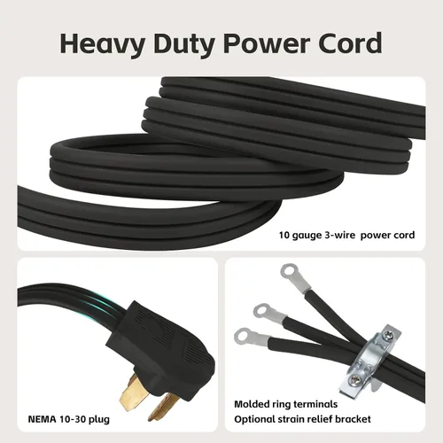 Vista 7 de Cable de secado de 3 puntas, 4 pies SRDT 10/3, cable de alimentación de extensión de electrodomésticos de 30 amperios, NEMA 10-30, negro