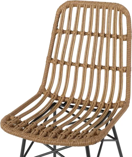 Vista 8 de GDFStudio Silla de comedor de mimbre al aire libre (juego de 2), marrón claro y negro