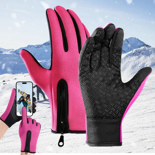 Vista 26 de Guantes de ciclismo de invierno para hombres y mujeres, impermeables, térmicos, agarre antideslizante para montar y actividades en clima frío