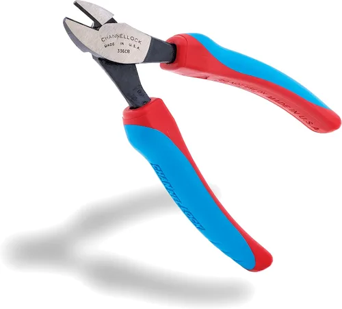 Vista 2 de Channellock Alicates de corte diagonal de 6 pulgadas de la serie E E336CB con junta XLT y empuñaduras azules código