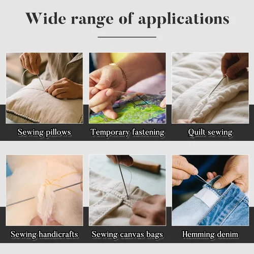 Vista 6 de Paquete de 20 agujas de coser largas, agujas largas para manualidades, agujas de costura de ojos grandes, agujas de muñeca de 6.8 pulgadas/6.9 in