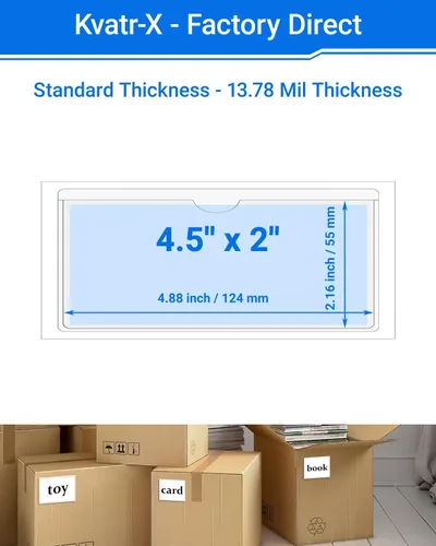 Vista 86 de 30 PCS Clear Self Adhesive Plastic Label Pockets, Top Loading Business & Library Index Card Holders, Peel and Stick Sleeves for Storage Bins, Totes