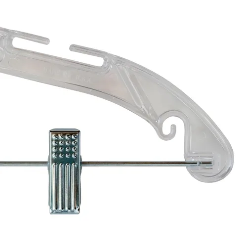 Vista 3 de Nahanco 500RCHU - Colgador de plástico transparente tradicional con muescas y ganchos para tirantes y clips delicados, tamaño pequeño, uso