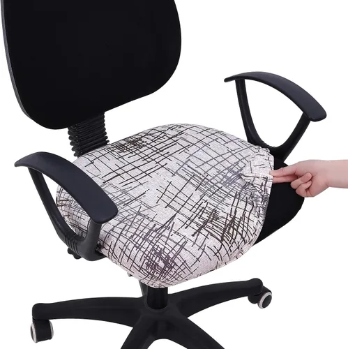 Vista 25 de Smiry Fundas de asiento impresas para silla de computadora de oficina, ajuste elástico, universal para silla giratoria de escritorio, lavables, Beige