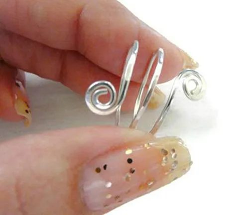 Vista 2 de Plata de ley Doble Espiral Wire Wrap ajustable facetado anillo de pulgar