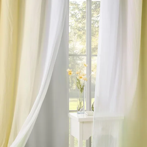 Vista 2 de Cortinas opacas blancas para ventana de habitación de niños, 95 pulgadas de largo, mezcla y combinación, paneles de cortina de doble capa