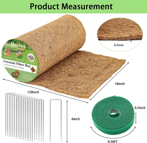Vista 2 de Rollo grueso de fibra de coco, 120 x 16 pulgadas, revestimientos de coco natural para macetero, cesta de flores, hojas de fibra de coco, alfombra