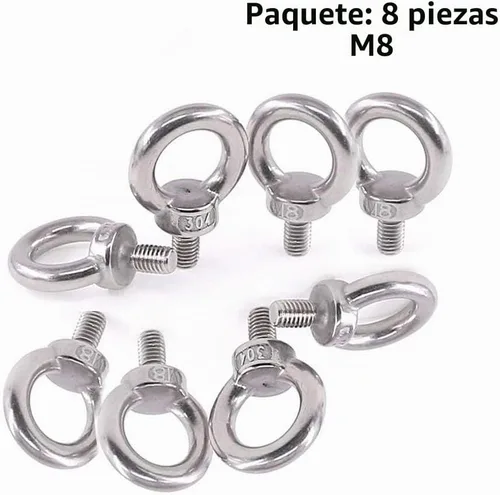 Vista 2 de Lependor Perno de ojo de elevación de maquinaria métrica M8, perno de anillo de elevación de rosca de acero inoxidable 304 - 8 piezas M8