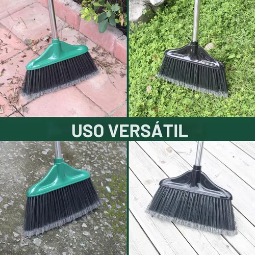 Vista 2 de 4 escobas comerciales resistentes para exteriores e interiores con mango de 61 pulgadas de largo, perfectas para el hogar, garaje, cocina, oficina