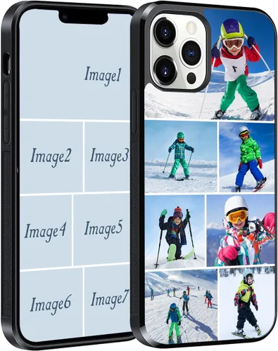Vista 7 de Funda de teléfono personalizada para iPhone 17, 16, 15, 14, 13, 12, 11 Air Pro Max Mini 6 7 8 Plus SE1 SE2, funda de TPU suave con imagen 1 collage