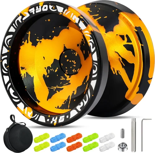 Vista 10 de X6 Yoyo profesional de trucos para niños y principiantes, Yoyo 6061 Responsive Yoyos de aleación de aluminio con rodamiento KK, eje, bolsa, 10