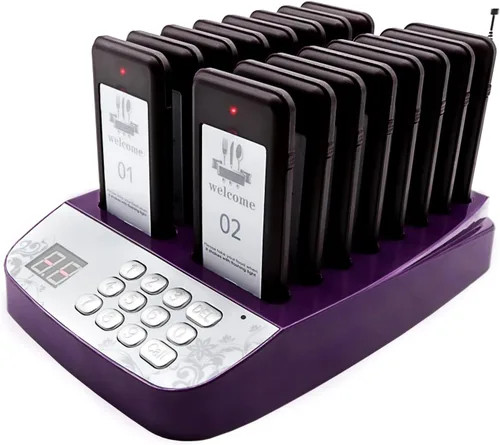 Vista 10 de Daytech Paquete de 10 sistemas inalámbricos de localización – Zumbador de distanciamiento social y dispositivo de llamadas de invitados