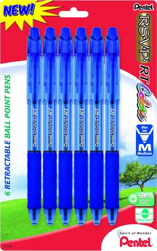 Vista 25 de Pentel RSVP RT Colors - Bolígrafo retráctil (1.0mm) trazo medio, color rosa, barril, tinta rosa, caja de 12 (BK93CRP-P)