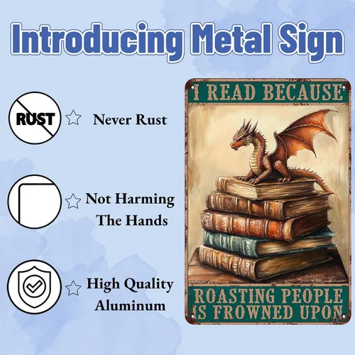 Vista 3 de Snowsun Tin Sign I Read Because Roasting People Is Frowned Upon Metal Tin Sign Vintage Metal Sign Retro Sign Alumium Sign For Home Bar Office