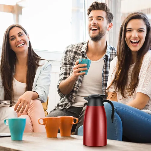 Vista 5 de 2 jarras térmicas de café de 51 onzas para mantener el calor aislado al vacío de acero inoxidable al vacío, jarra de café al vacío de doble pared
