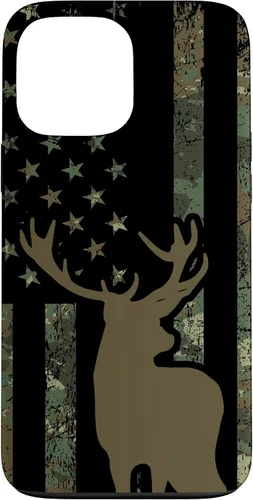 Vista 22 de Funda de camuflaje para iPhone 13 con diseño de alce y caza de bandera americana