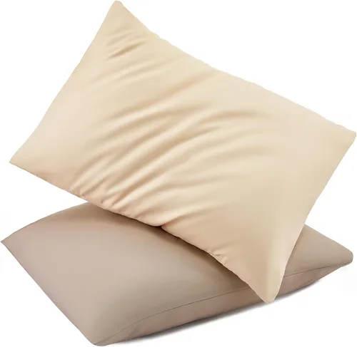 Vista 26 de TILLYOU Paquete de 2 fundas de almohada para niños pequeños con cierre de sobre, 13" x 18" de microfibra sedosa y suave, fundas de almohada de viaje